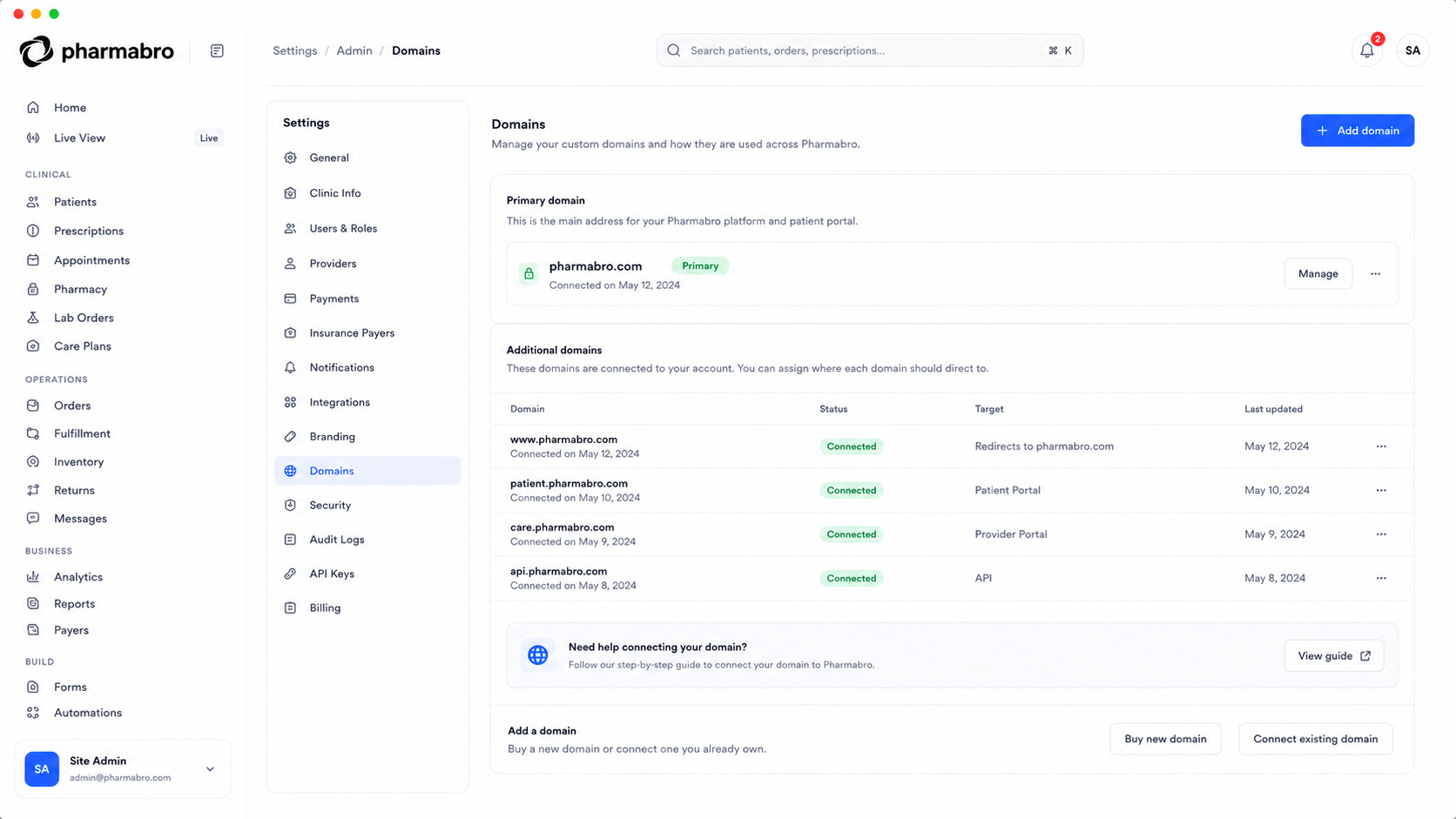 PharmaBro Custom Domains